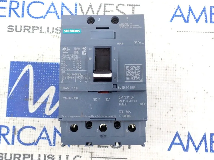 Автоматический выключатель SIEMENS 3VA4180-6ED34-0AA0 Molded Case Circuit Breake