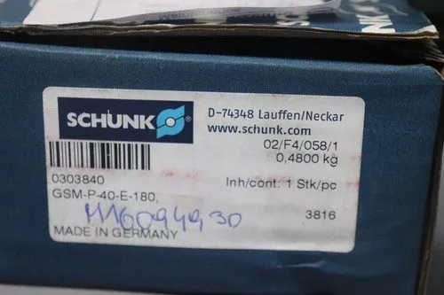 Робот Schunk GSM-P-40-E-180 Pneumatic Centric Gripper 303840 66N 6Mm Unused OVP