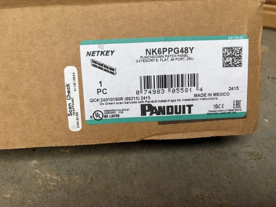 Патч-панель Panduit NetKey 48-Port Cat6 Punchdown Patch Panel NK6PPG48Y ~STSI