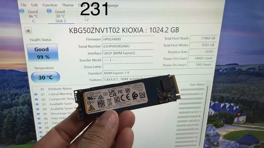SSD-накопитель Kioxia BG5 1TB M.2 2280 NVMe PCIe SSD (KBG50ZNV1T02) /98%