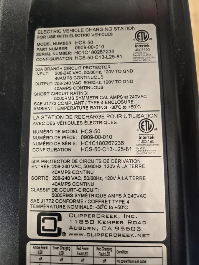 Аккумулятор Clipper CREEK Ev Charger HCS-50 240v 40amp LEVEL 2