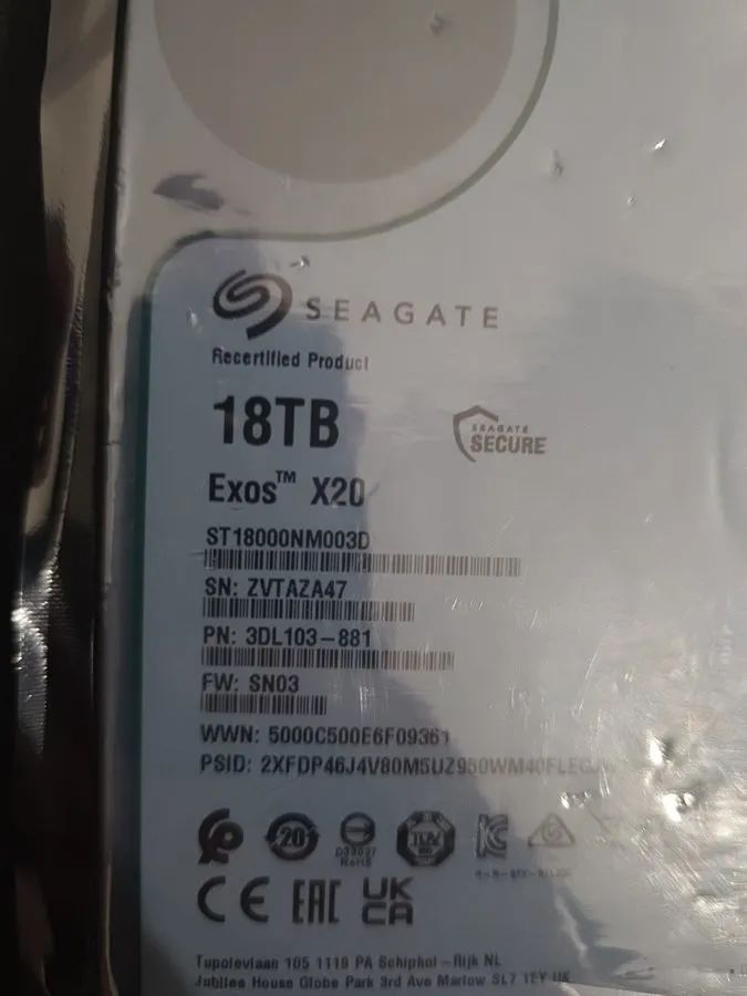 Жёсткий диск Seagate Exos X20 ST18000NM003D 18TB SATA 6Gb/s 7200 3.5" Enterprise