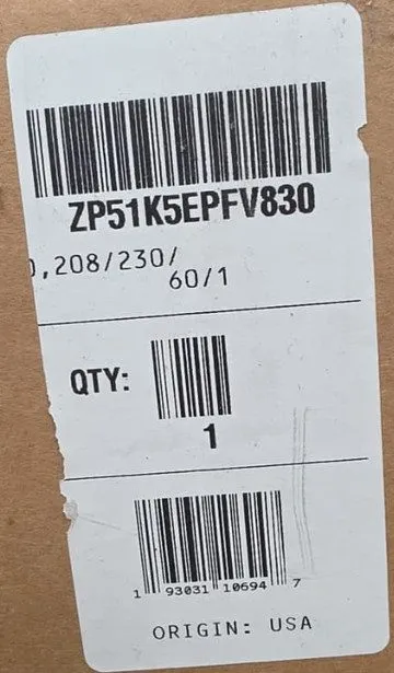 Компрессор Copeland ZP51K5E-PFV-830 Scroll Compressor 1 PH 230V
