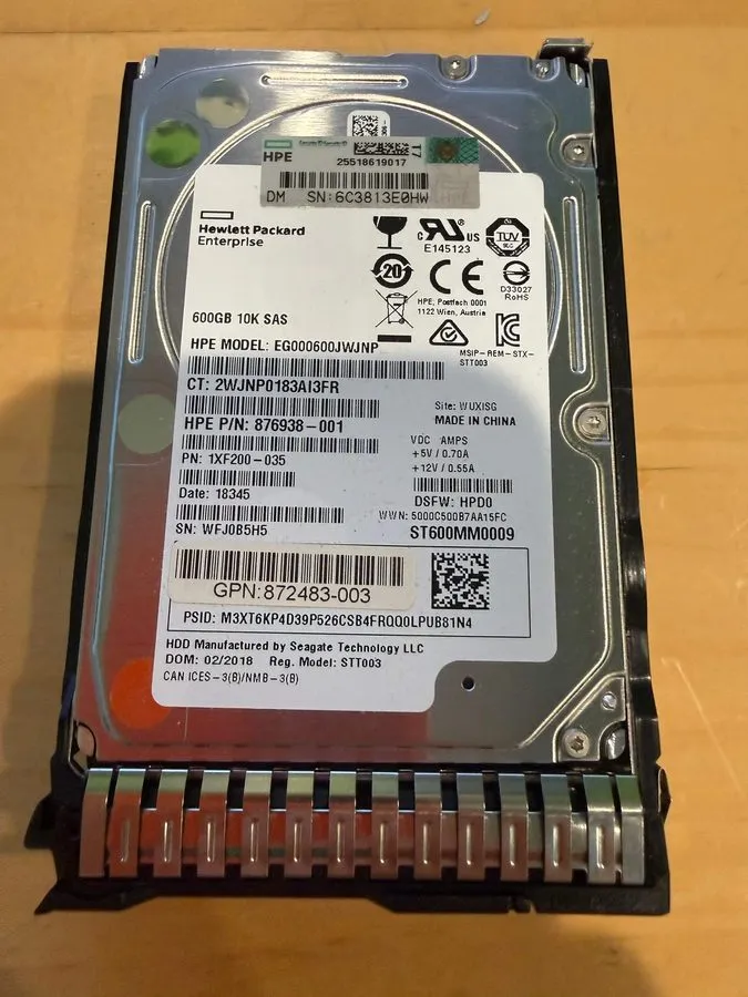 Жёсткий диск HPE 600GB 872477-B21 872736-001 10K SAS 12Gb/s 2.5 Inch 512e DS Ent