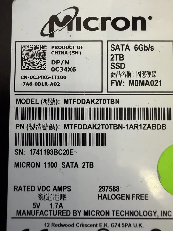SSD-накопитель Micron 1100 2TB 2.5" SATA III Solid State Drive SSD MTFDDAK2T0TBN