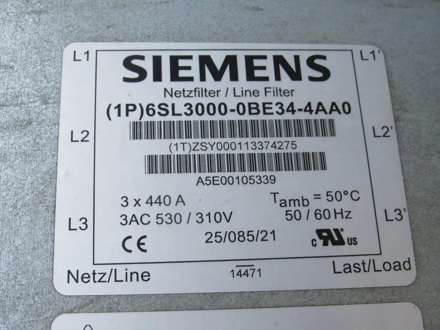 Фильтр Kaeser 250hp SFC200 Siemens Line Filter 6SL3000-0BE34-4AA0 — фото лота 1