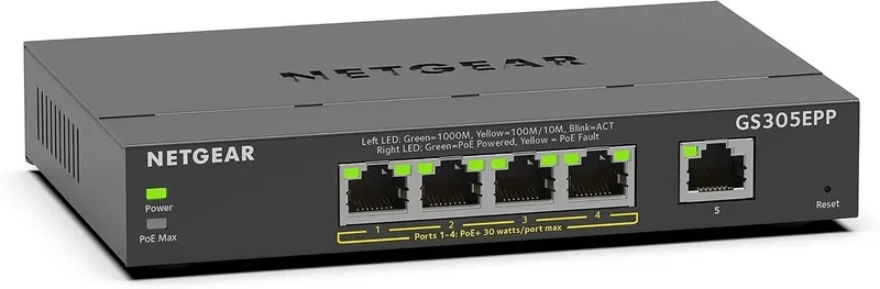 Коммутатор Netgear GS305EPP 5-Port Gigabit Ethernet 120W PoE+ Plus Switch 30W pe