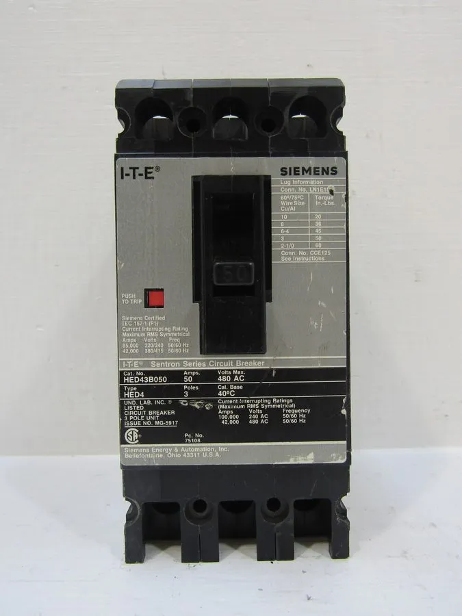 Автоматический выключатель Siemens Sentron Seires Breaker HED43B050 3 Pole 50 Am