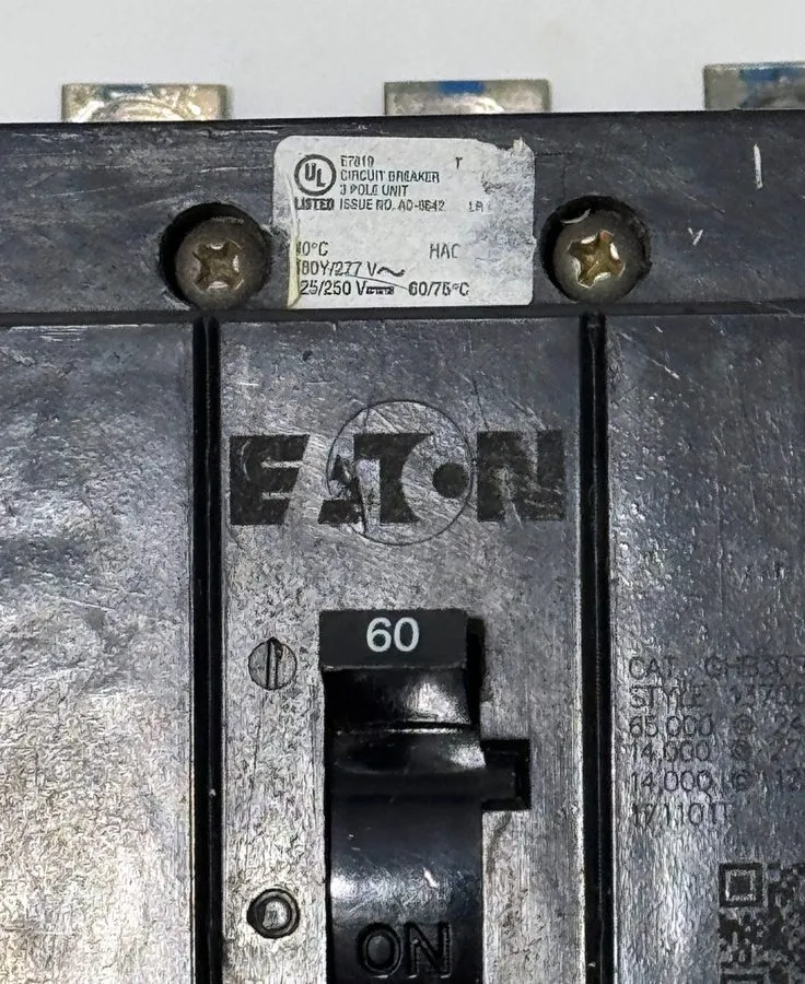 Автоматический выключатель EATON WESTINGHOUSE GHB3060 3 POLE 60 AMP 480v CIRCUIT