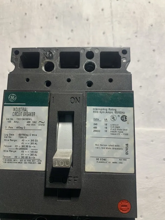 Автоматический выключатель GE Circuit Breaker TED134100WL 100A 3 Pole TED134100 