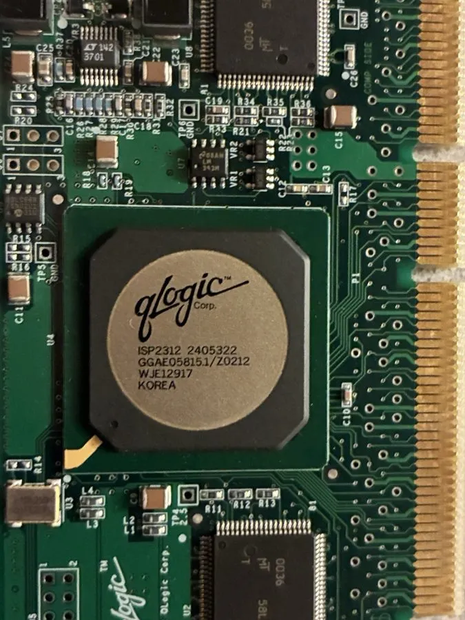 СХД QLogic Dual-Port Fibre Channel HBA PCI-X 133 ISP2312 SAN Server Card — фото лота 1