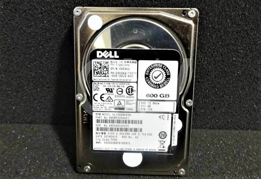 Жёсткий диск 0453KG DELL 453KG AL14SEB060N 600GB 10K SAS 12Gbps 2.5" HDD Hard Dr