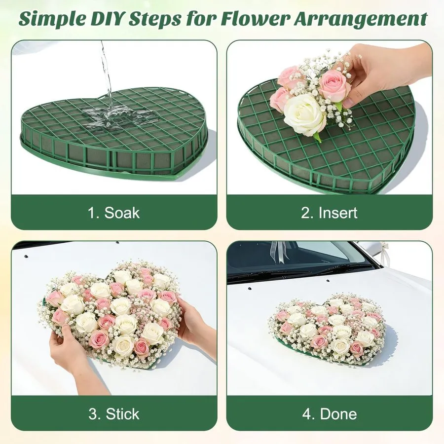 Вакуумная присоска 12.2x11.4 Inch Green Floral Foam Heart Cage 5 Suction Cup Bas — фото лота 3