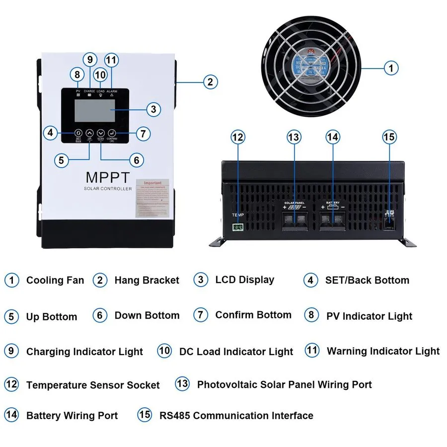 Аккумулятор 12V/24V/36V/48V/60V/72V/84V/96V 120A MPPT Solar Charge Controller Pa — фото лота 2