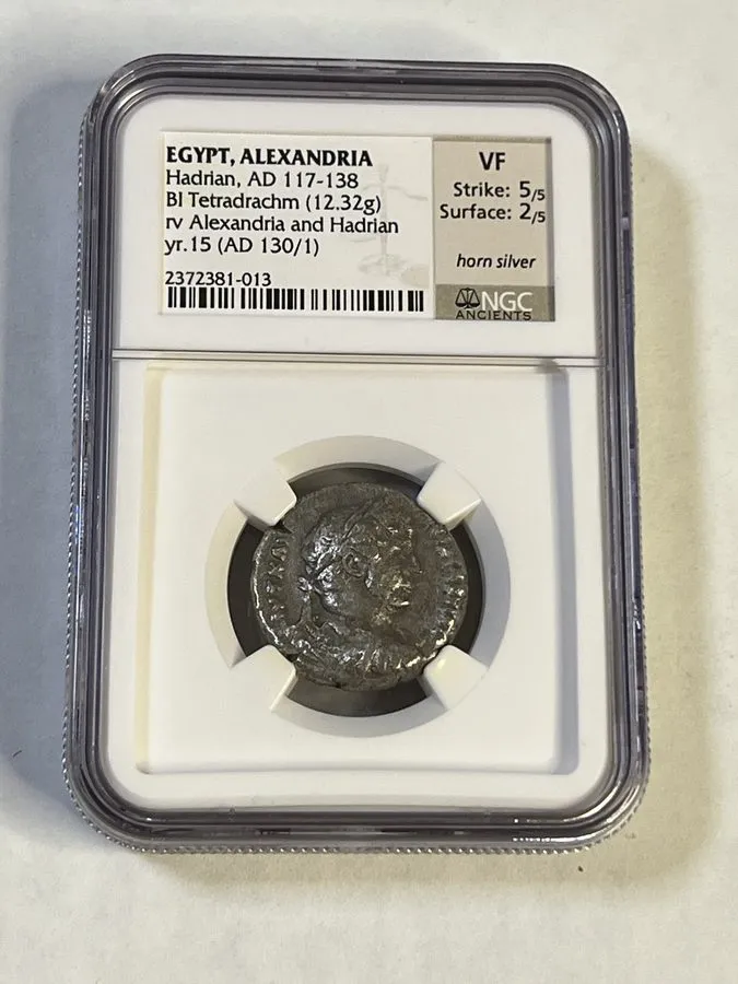 Лабораторный прибор Hadrian AD 117-138 NGC ANCIENTS VF EGYPT ALEXANDRIA BI Tetra