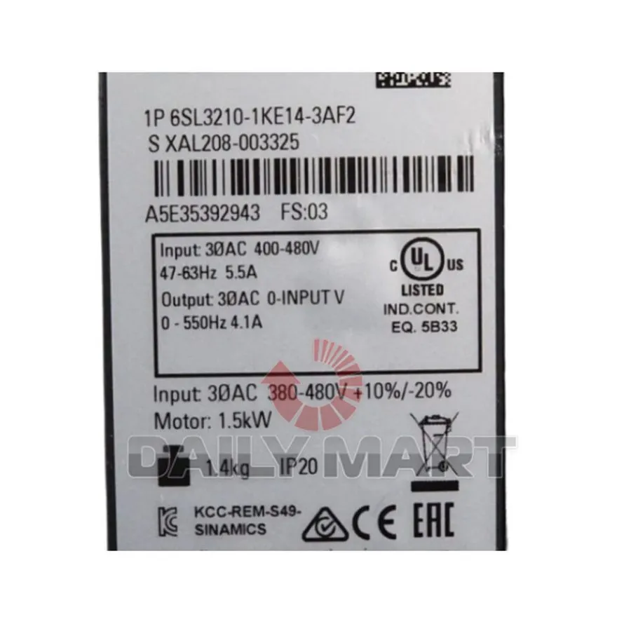 Частотный преобразователь Siemens Sinamics G120C PN 6SL3210-1KE14-3AF2 1.5kW