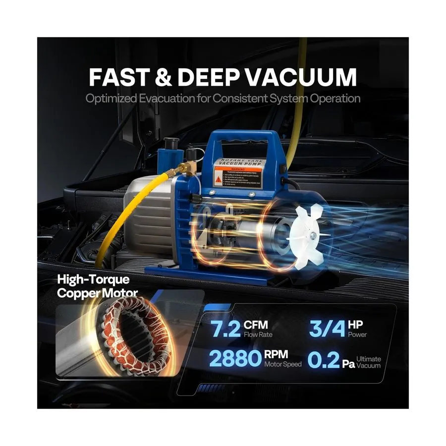 Насос 7.2CFM 2 Stage Vacuum Pump 3/4HP Rotary HVAC Refrigeration Air Conditionin