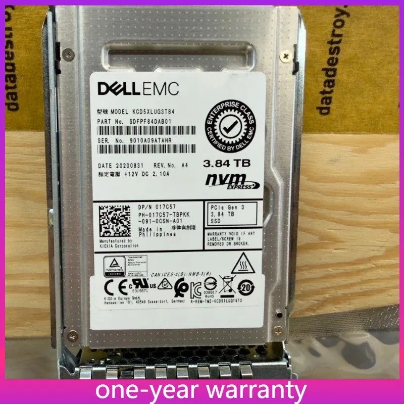 SSD-накопитель Dell Kioxia 3.84TB SSD NVMe PCIe Gen3x4 U.2 TLC RI 2.5in KCD5XLUG