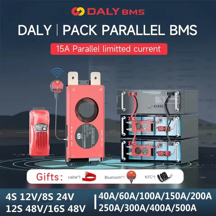 Аккумулятор Daly BMS 15A Parallel 4S 8S 12S 16S 12V 24V 48V 40-500A для Li-ion L