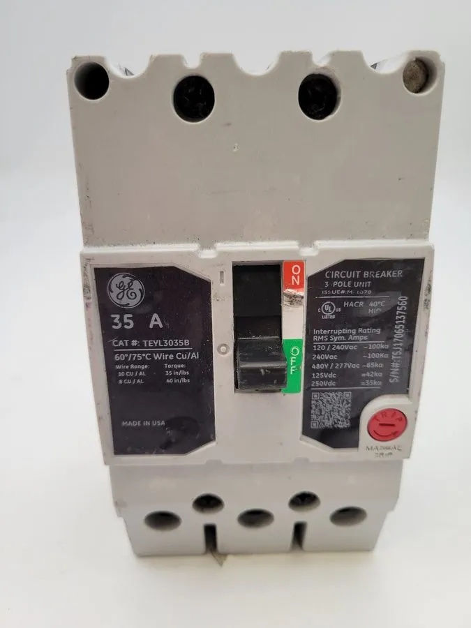 Автоматический выключатель ABB GE TEYL3035B 3 pole 35 amp 65kA@480v Bolt on Circ