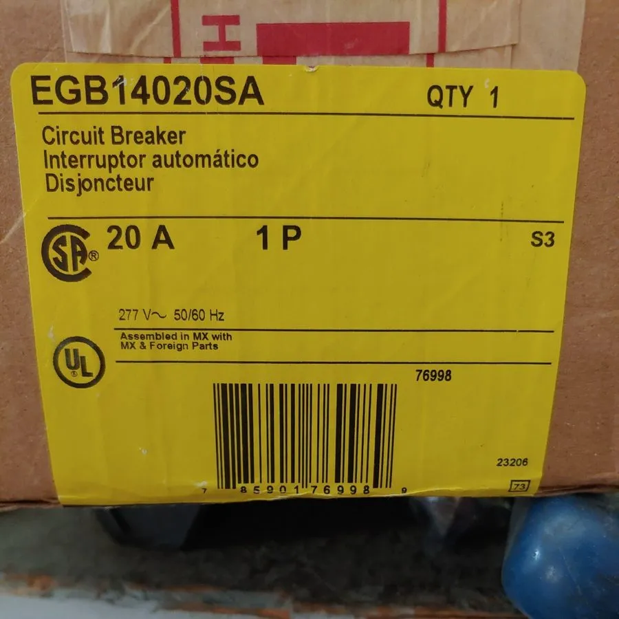Автоматический выключатель Square D EGB EGB14020SA 1 Pole 20 Amp 480V Circuit Br