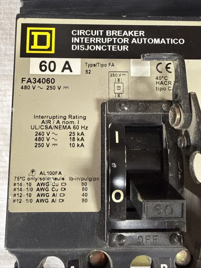 Автоматический выключатель Square D 60 Amp I-Line Circuit Breaker 3-Pole 480V AC