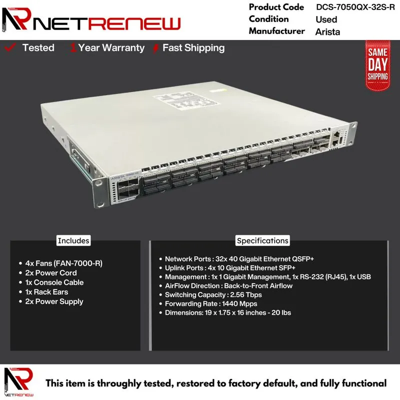 Коммутатор Arista DCS-7050QX-32S-R Switch 32x 40Gb QSFP+ + 4x SFP+ Ports — фото лота 1