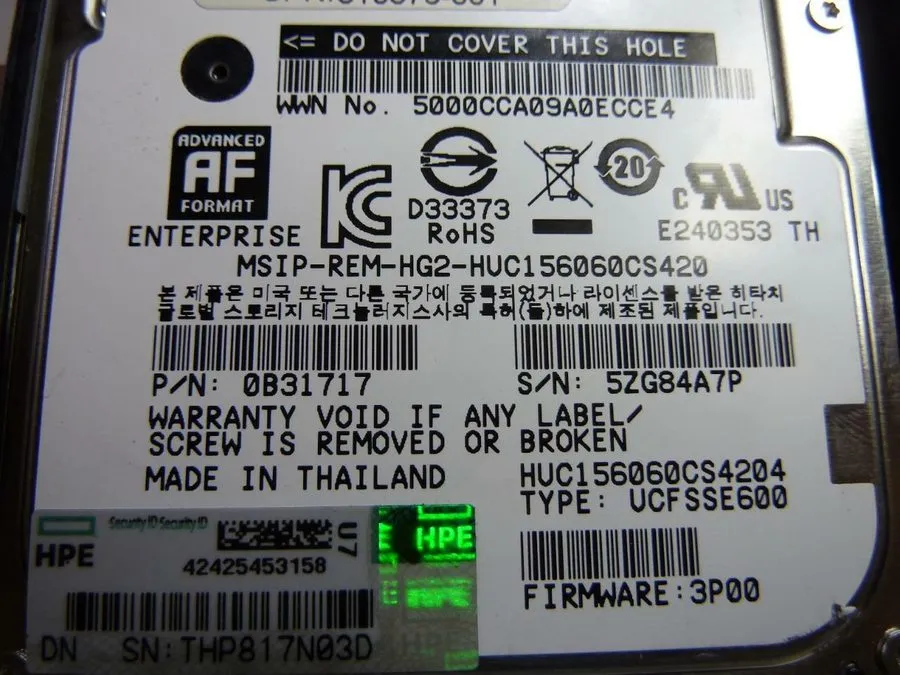 Жёсткий диск HP 600GB 15K 12G SAS 2.5" HDD Model: HKCF0600S5xeN015