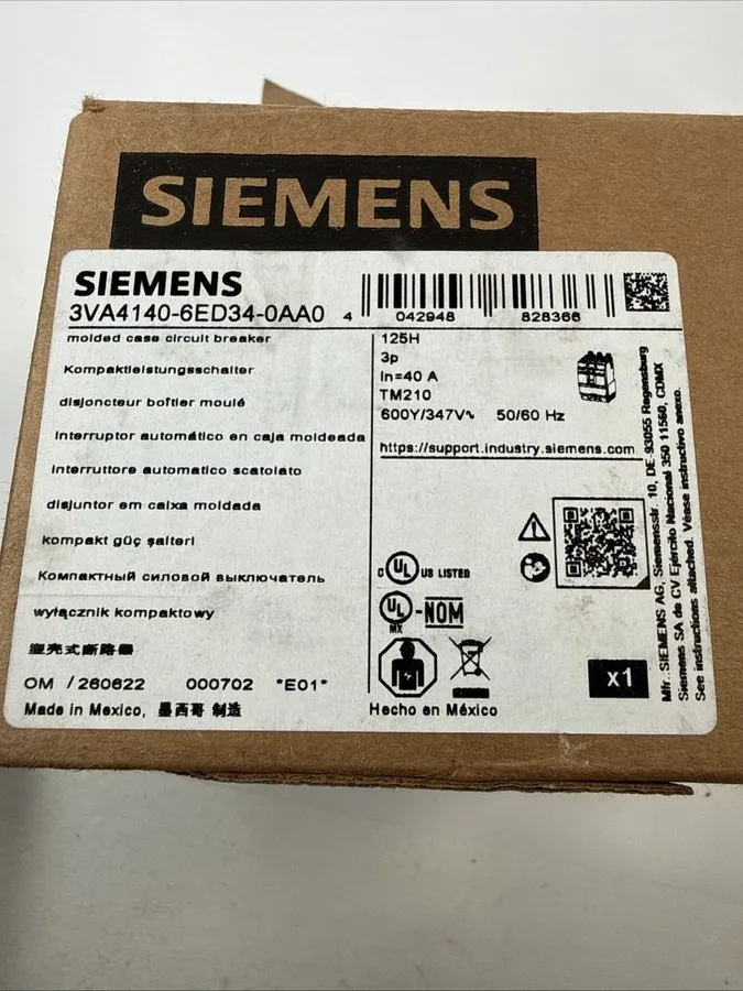 Автоматический выключатель Siemens 3VA4140-5ED34-0AA0 Circuit Breaker 40A 3-Pole