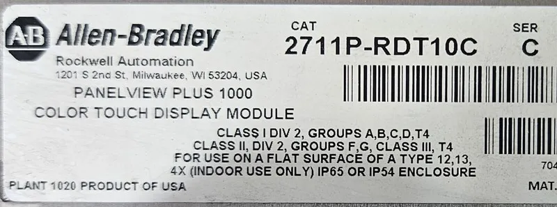 Панель оператора 2711P-RDT10C /B Allen Bradley Panelview Plus Display W17