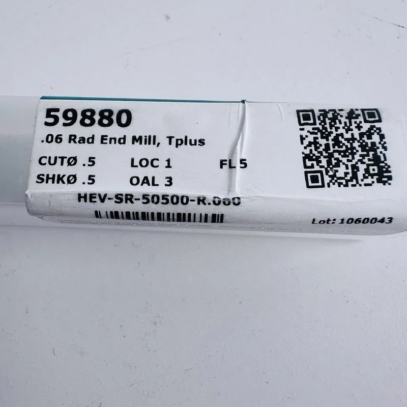 Режущий инструмент Helical 59880 1/2" 5 Flute Solid Carbide End Mill .060R Tplus — фото лота 2