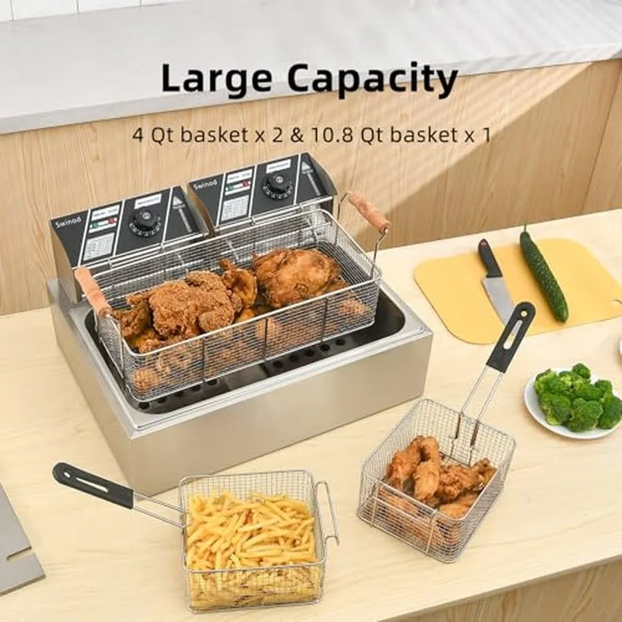 Фритюрница Commercial Deep Fryer with Basket, 3400W 19.4QT Professional Electric — фото лота 2
