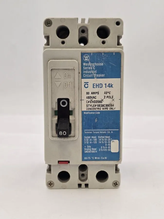 Автоматический выключатель CUTLER HAMMER EHD2080 EHD 14K 2P 480V 80 AMP CIRCUIT 