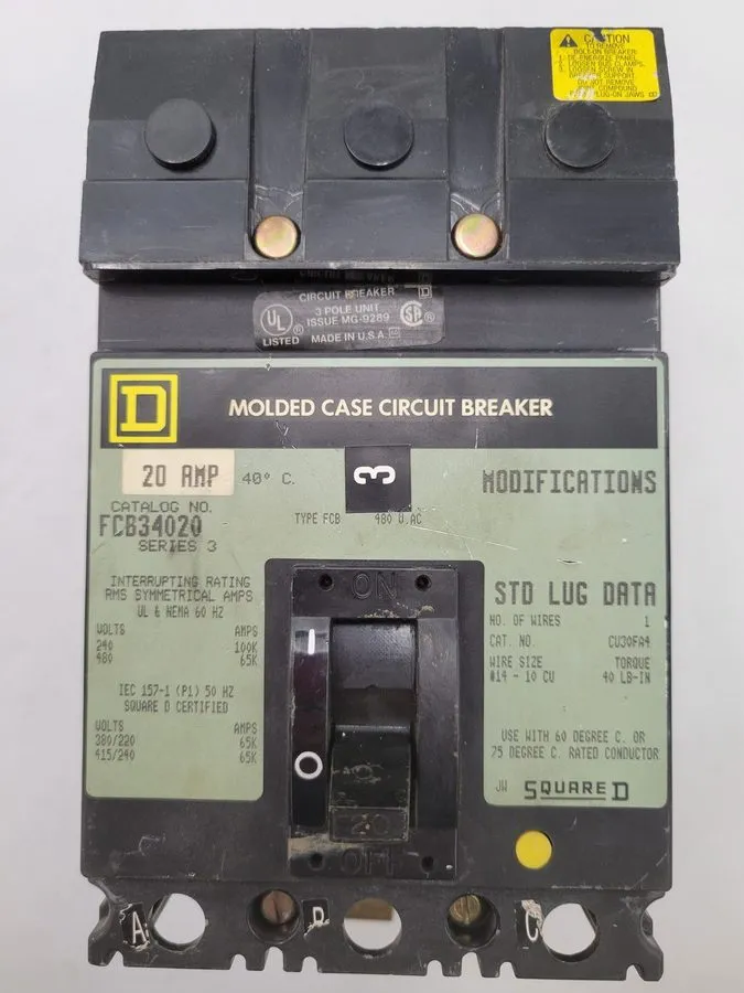 Автоматический выключатель Square D FCB34020 Thermal-Magnetic Circuit Breaker 20