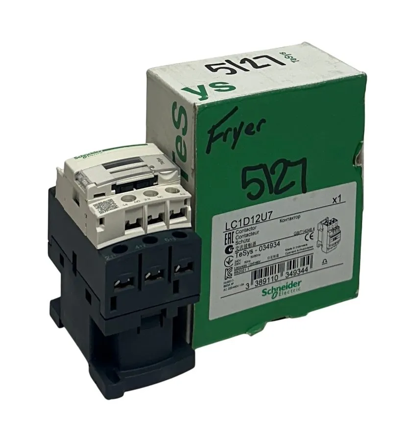 Контактор LC1D12U7 Contactor: 3 Pole NO x3 Auxiliary Contactors: NO+NC 240VAC 12
