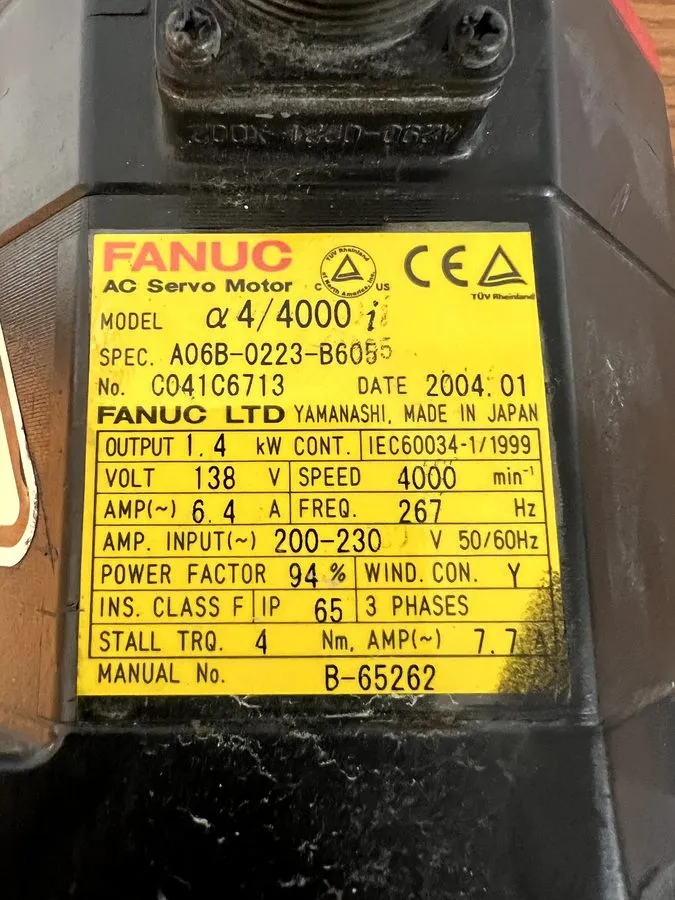 Серводвигатель Fanuc A06B-0223-B605 a 4/4000i AC Servo Motor 138 V 1.4 kW A06B