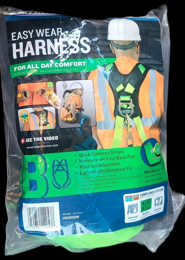 Жгут проводов Werner Easy Wear Adjustable Fall Protection Safety Harness H513002 — фото лота 2