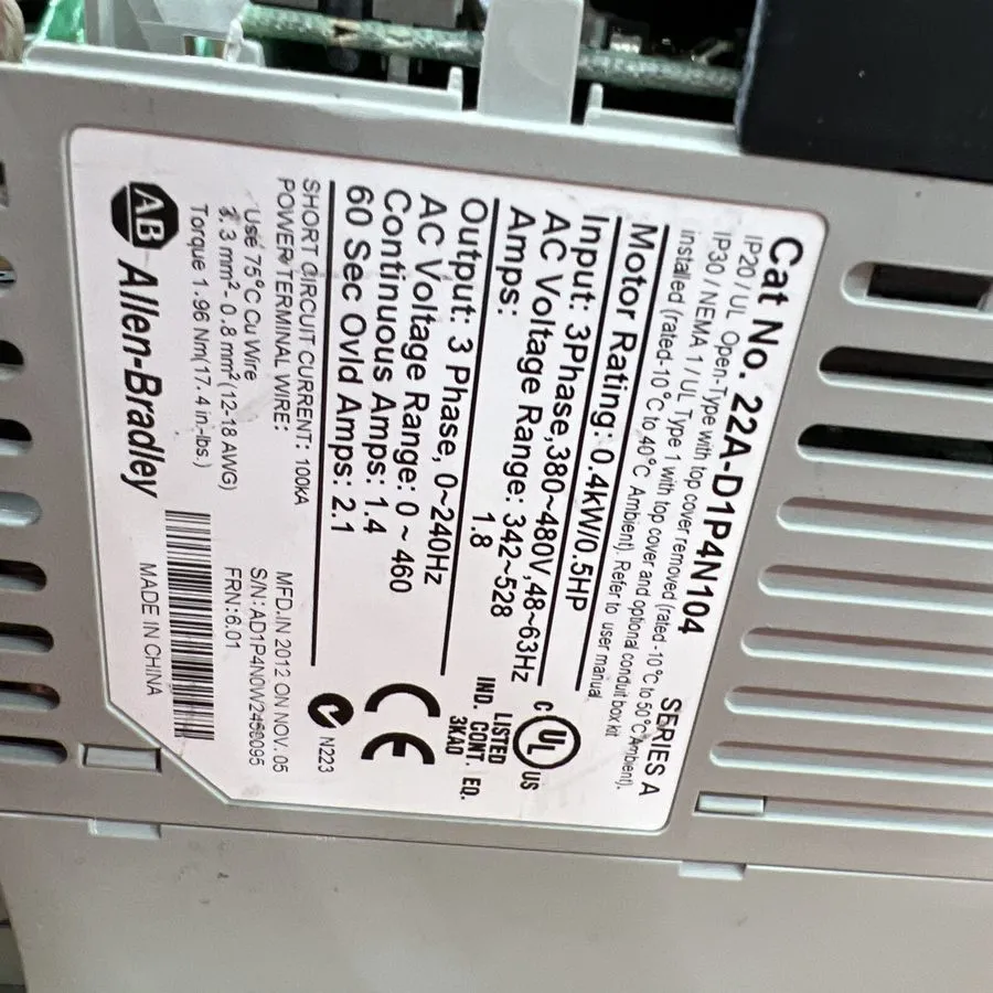 Частотный преобразователь Allen Bradley 22A-D1P4N104 PowerFlex 4- 0.4 kW (0.5 HP — фото лота 2