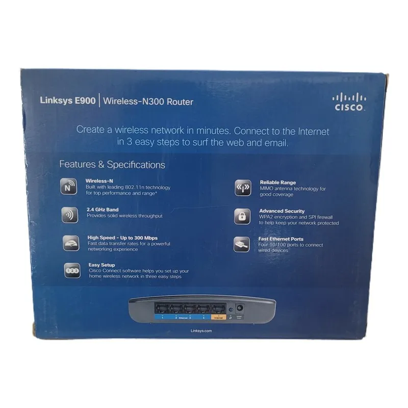 Маршрутизатор Linksys E900 300 Mbps 4-Port 10/100 Wireless N Router (E900-NP)