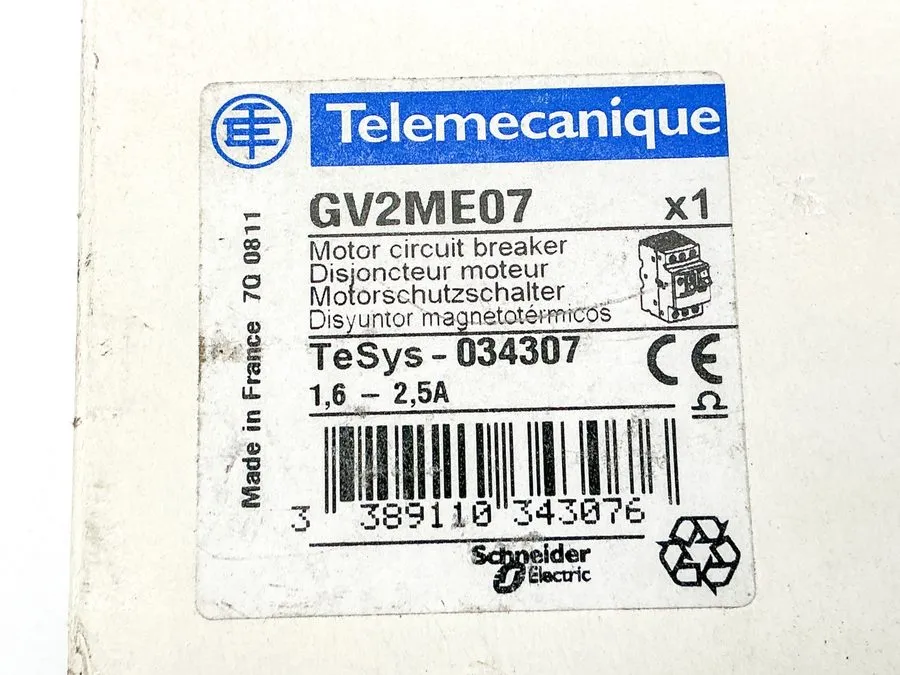 Автоматический выключатель Telemecanique GV2ME07 Motor Circuit Breaker 2.5A 0343