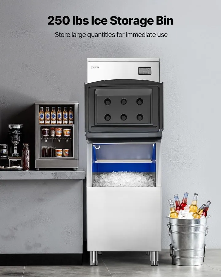 Льдогенератор Commercial Ice Maker Machine 450LBS/24H, Stainless Steel Undercoun — фото лота 2