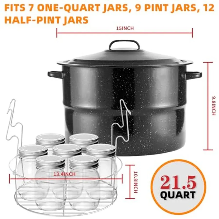Водяная баня 21.5Qt Water Bath Canner with Glass Lid and Jar Rack 21.5 Quarts, S