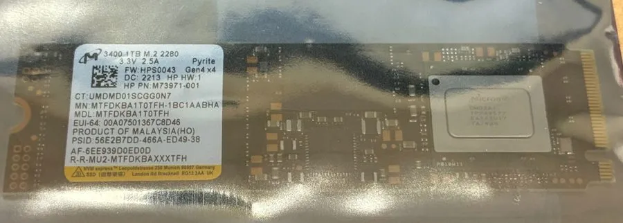 SSD-накопитель Micron 3400 1TB M.2 NVMe 2280 Gen4x4 SSD MTFDKBA1T0TFH