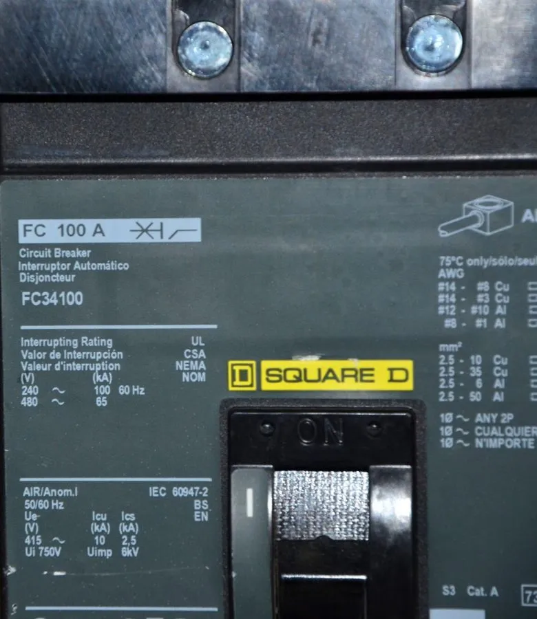 Автоматический выключатель Square D FC34100 circuit breaker Iline 3pole 100 amp 