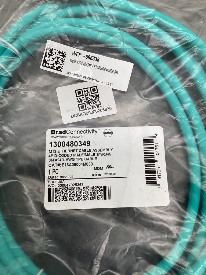 Соединительный кабель BRAD CONNECTIVITY 1300480349 M12 D-Coded to RJ45 Ethernet  — фото лота 1