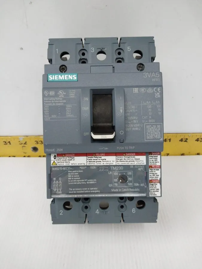 Автоматический выключатель SIEMENS 3VA5215-6EC31-0AA0 3 Pole 150 Amp Circuit Bre