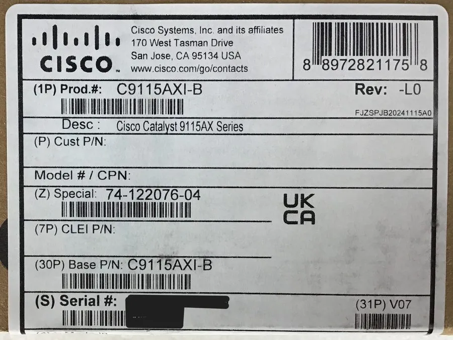 Точка доступа Wi-Fi Cisco Catalyst C9115AXI-B Wi-Fi6 Wireless Access Point