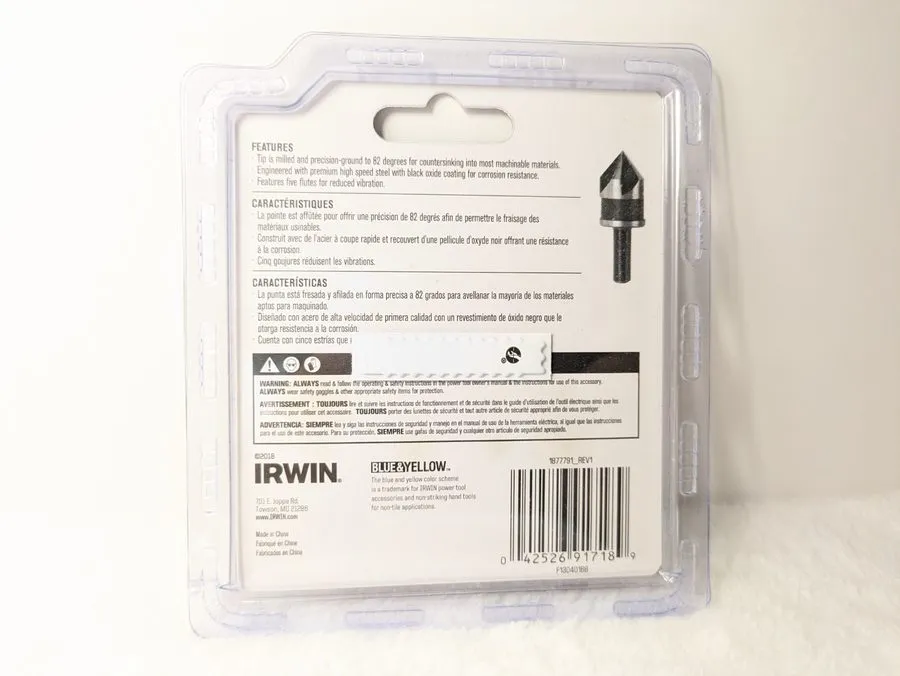 Режущий инструмент IRWIN Tools High Speed Black Oxide Countersink Drill Bit, 5-P