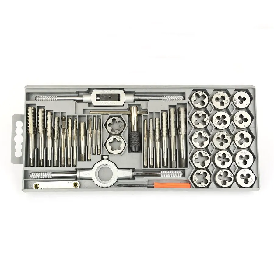 Режущий инструмент Kaufhof TDSAE40 Carbon Steel SAE Tap and Die Set — фото лота 1