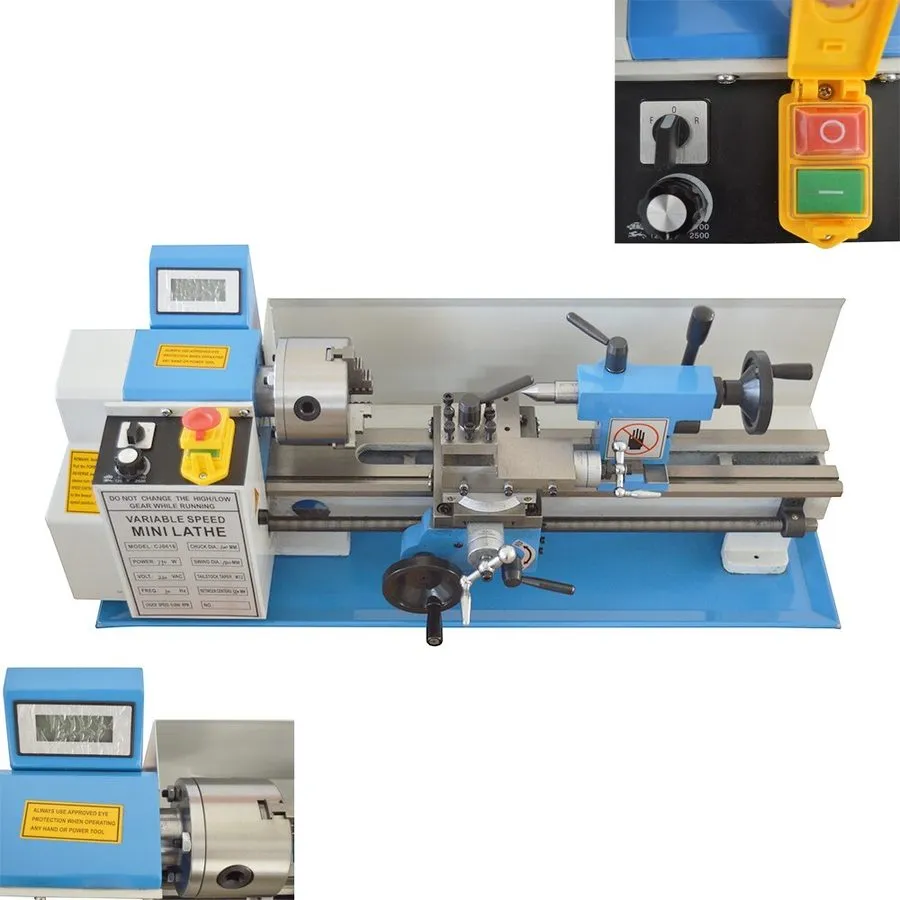 Оборудование ЧПУ CJ0618 Metric Metal Wood Lathe 7"*14" 750W DIY Woodworking Tool